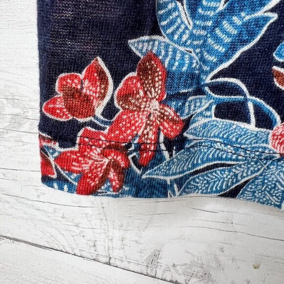 J Jill Blouse Womens Size Small Red, White & Blue Floral 100% Linen Sarasa Top - Picture 6 of 15